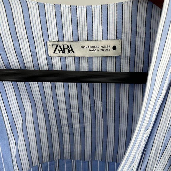 Zara blue striped poplin wrap shirt - Picture 4 of 4